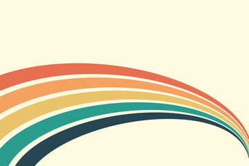 Abstract background of rainbow groovy Wavy Line design in 1970s Hippie Retro style. Vector pattern ready to use for cloth, textile, wrap and other.