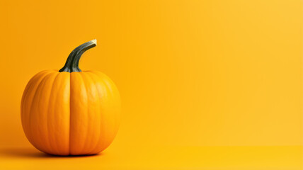 Minimalist Pumpkin on Yellow Background