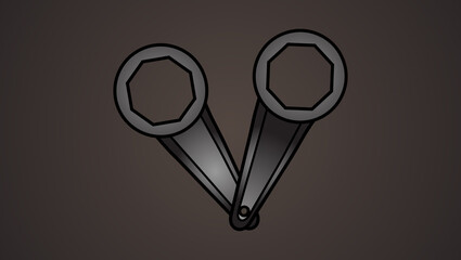 Abstract spanners icon tools for work black color wrenches in gray color illustration background.