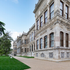 Dolmabahce Palace, or Dolmabahce Sarayi, located in Besiktas district on the European coast of the...