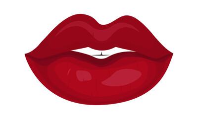 Girl's open mouth. Facial expression. Plump sexy lips. Vector. Illustration