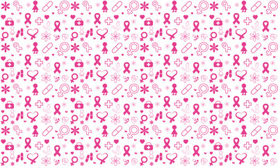 Breast cancer awareness month symbol emblem seamless pattern. vector.Breast cancer awareness pattern
