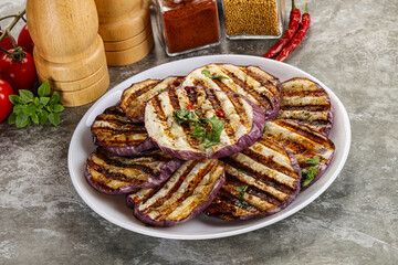 Grilled eggplant slices with cilantro
