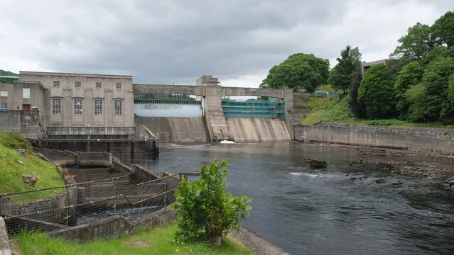 Pitlochry Dam, hydro electric power station and fish ladder