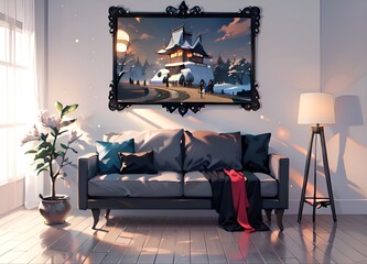 living room interior, ai generated 