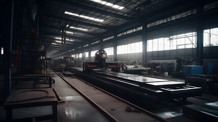 Fototapeta premium CNC turning drill milling factory processes steel turbine part process. Metal machine tools industry banner. Generation AI.