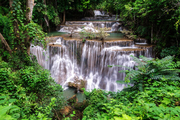Huay Mae Kamin waterfall  at Khuean Srinagarindra National Park kanchanaburi povince , Thailand