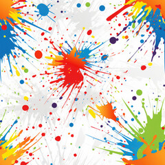 Colorful splashes on white background repeat pattern