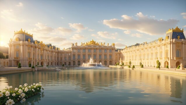 "Versailles: A Golden Sunset of Grandeur and History"