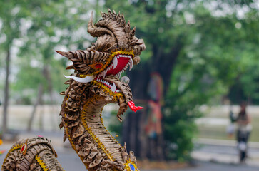Fototapeta premium Naga at Wat Pa Khlong 11. Thai Temple, Pathum Thani Province