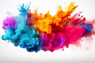 Colorful rainbow paint splash powder explosion.