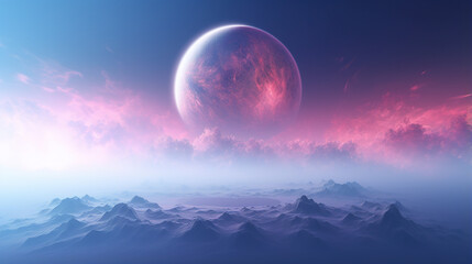 Obraz na płótnie Canvas Abstract sci fi planet landscape wallpaper. AI