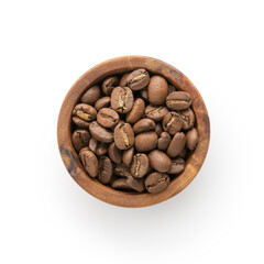 roasted coffee beans in a bowl isolated on white
