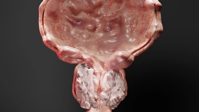 Benign prostatic, Enlargement and inflammation of the prostate, hypertrophy, hyperplasia (BPH), male reproductive system, bladder anatomy, urology, enlarged prostate gland, Prostatitis, 3d render