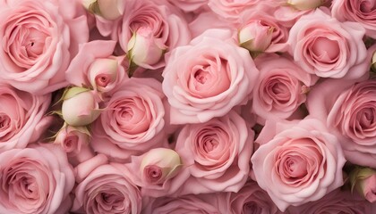 pink Rose flowers blooming in pastel pink color. Natural background.