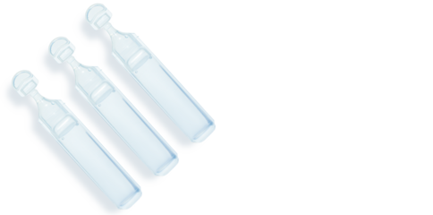 Plastic pharmaceutical ampoules with physiological fluid. Sodium chloride. Or drops. Medicine. on isolated transparent background