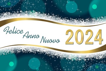 Greeting card with Italian text Happy New Year 2024