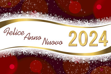 Greeting card with Italian text Happy New Year 2024