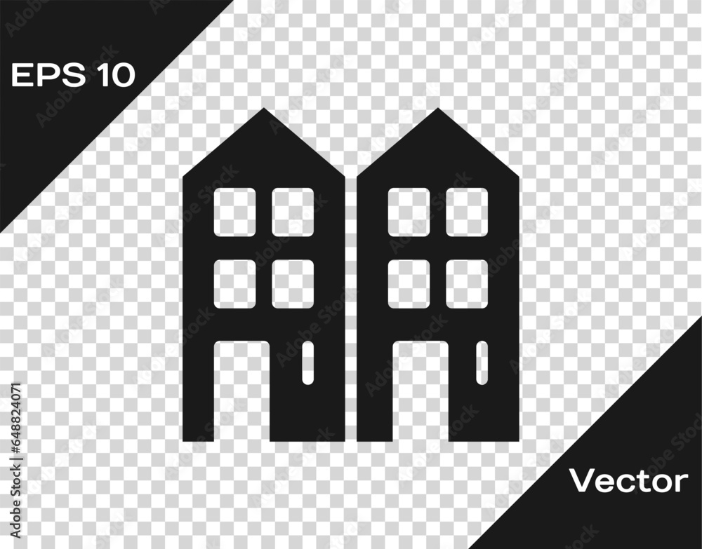 Wall mural black house icon isolated on transparent background. home symbol. vector