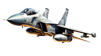 Fighter jet isolated on transparent background, generative ai - obrazy, fototapety, plakaty