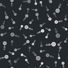 Grey Spatula icon isolated seamless pattern on black background. Kitchen spatula icon. BBQ spatula sign. Barbecue and grill tool. Vector