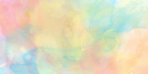 Colorful and bright watercolor background texture with grunge watercolor splashes, Abstract bright and shinny lovely soft color watercolor background, Beautiful and light color colorful background.