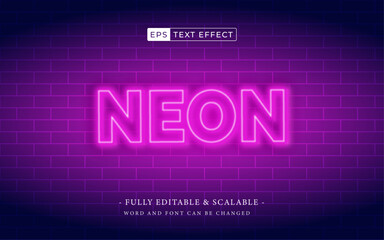 Neon editable text effect. Purple lamp