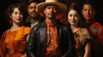 A vivid portrait of influential Latin American figures. Hispanic Heritage Month concept.