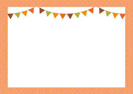 Autumn colors triangle party flag garland decorative dots pattern frame.