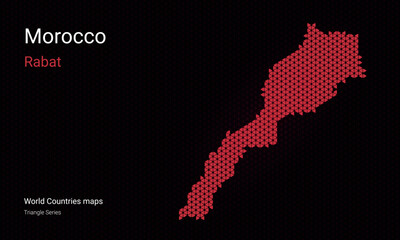 Creative map of Morocco	Rabat, Kingdom of Morocco. World Countries vector maps series. Dark