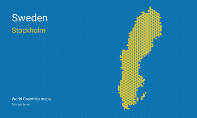 Sweden vector map. Sweden Stockholm vector map. Triangular pattern.