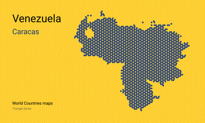 Venezuela yellow vector map. Venezuela Caracas vector map. Triangular pattern.