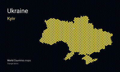 Ukraine creative vector map. Kiev, Donbass. Triangular pattern.