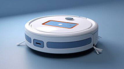 Fototapeta premium photograph of Autonomous smart robot vacuum cleaner isolated .Generative AI.