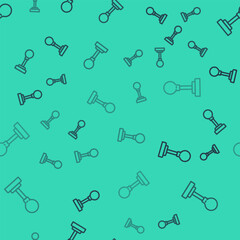 Black line Gear shifter icon isolated seamless pattern on green background. Manual transmission icon. Vector