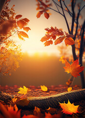 Naklejka na ściany i meble Autumn background with Generative AI