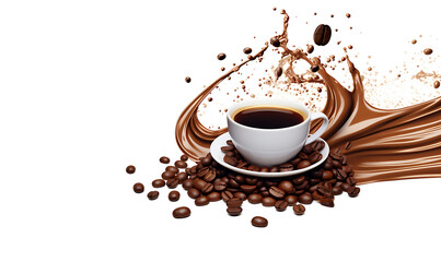 Coffee liquid  with coffee beans, detailed photography for advertising elements and design elements