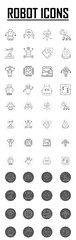 Robots and mechanisms icons in line style