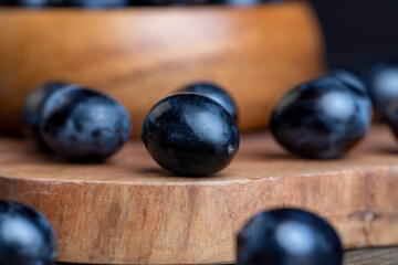 Blue grapes grown in a home vineyard