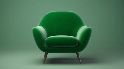 3d rendering of an Isolated green velvet modern chair