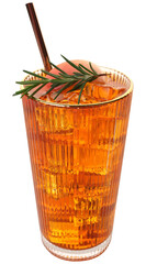 Peach iced tea with rose gold straw