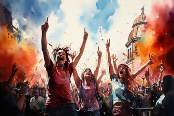 crowd of people dancing in the nightclub