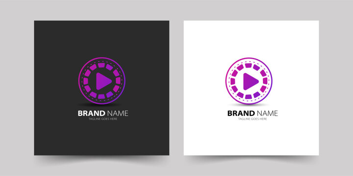 Play button logo gradient design concept modern logo style