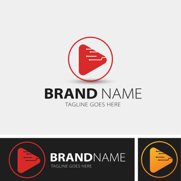 Play button logo gradient design concept modern logo style