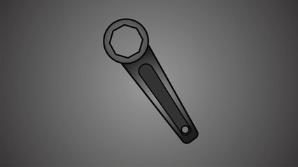 Abstract spanners icon tools for work black color wrenches in gray color eps background.