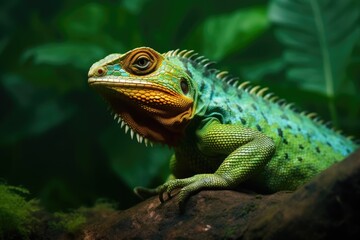 Coloful lizard in a forest