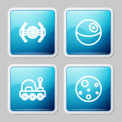 Set line Cosmic ship, Planet, Mars rover and icon. Vector