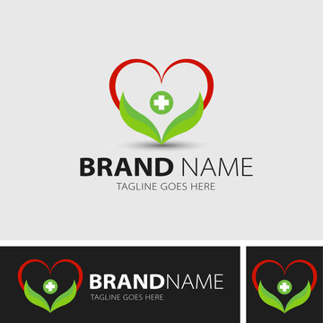 pharmacy medical logo with combination drug ,Lab and leaf icon set logo design template