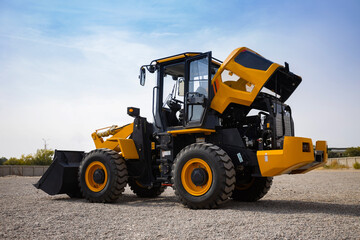 Front wheel loader for use in agriculture and construction - obrazy, fototapety, plakaty
