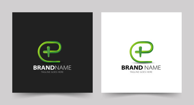 Initial e monogram with plus sign logo for medical or health business and company identity